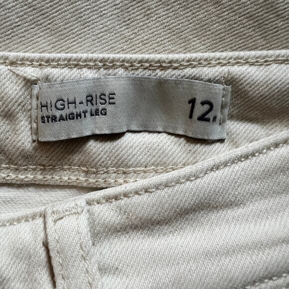 J. Jill Cotton Blend High-Rise 5-Pocket Denim Straight-Leg Jeans Womens 12 Beige - Picture 6 of 9